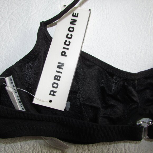 Robin Piccone Black High Cut Leg Bikini - Sz S - NEW - Picture 8 of 9